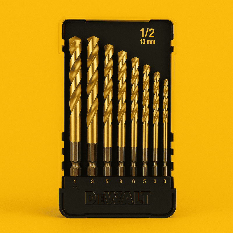 Kit Taladro DeWalt + 2 Baterías + Kit Herramienta 46 Pcs + Kit Broca 20 Pcs Titanio